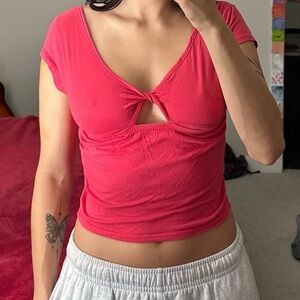 dELiA*s Pink Cut-Out Crop Top